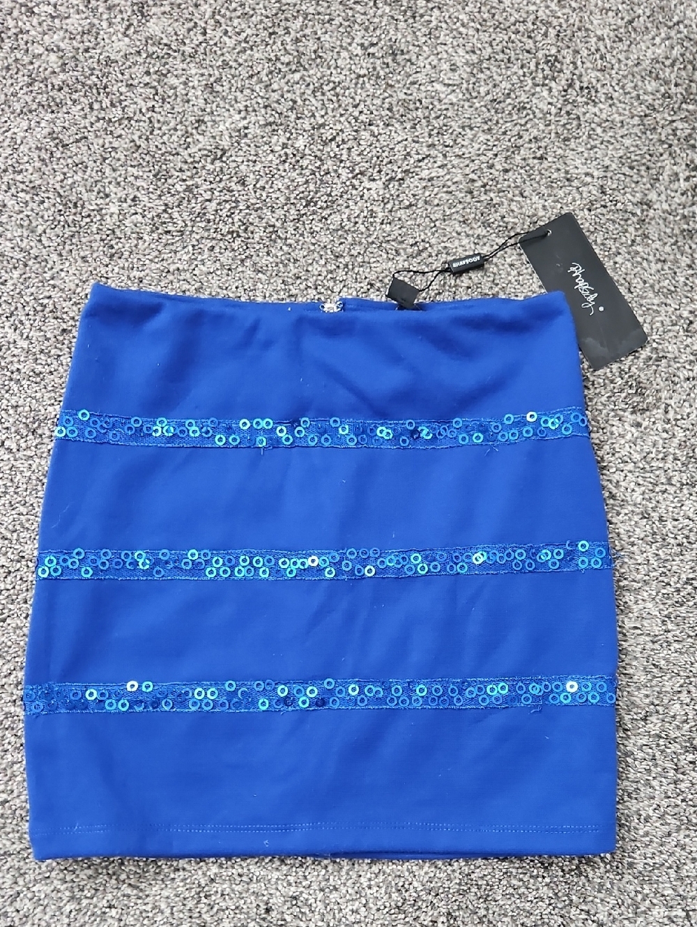 Rhapsody Royal Blue Sequin Stripe Mini Skirt